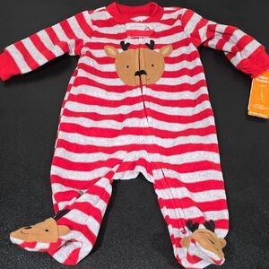 Carter's Just One You Striped Reindeer Fleece Sleeper